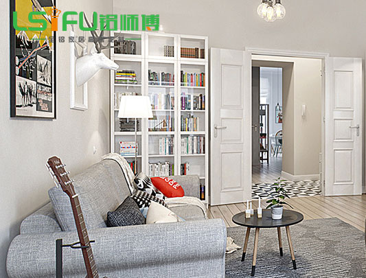 客廳全鋁屏風(fēng)書柜裝修效果圖