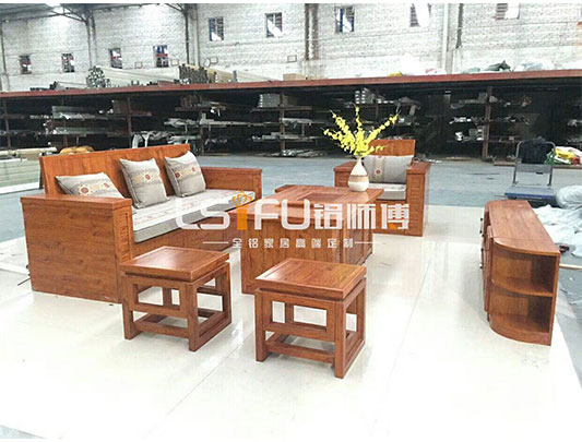 鋁師傅木紋全鋁茶幾沙發(fā)配套圖片