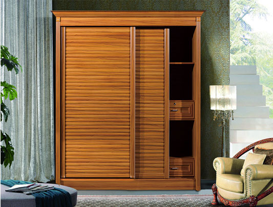 師傅百葉式左右門扇移門全鋁衣柜裝修效果圖